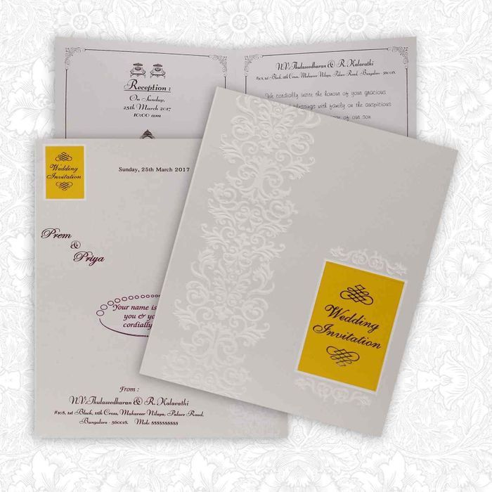 Classic White Floral Theme Wedding Card - KNK4037