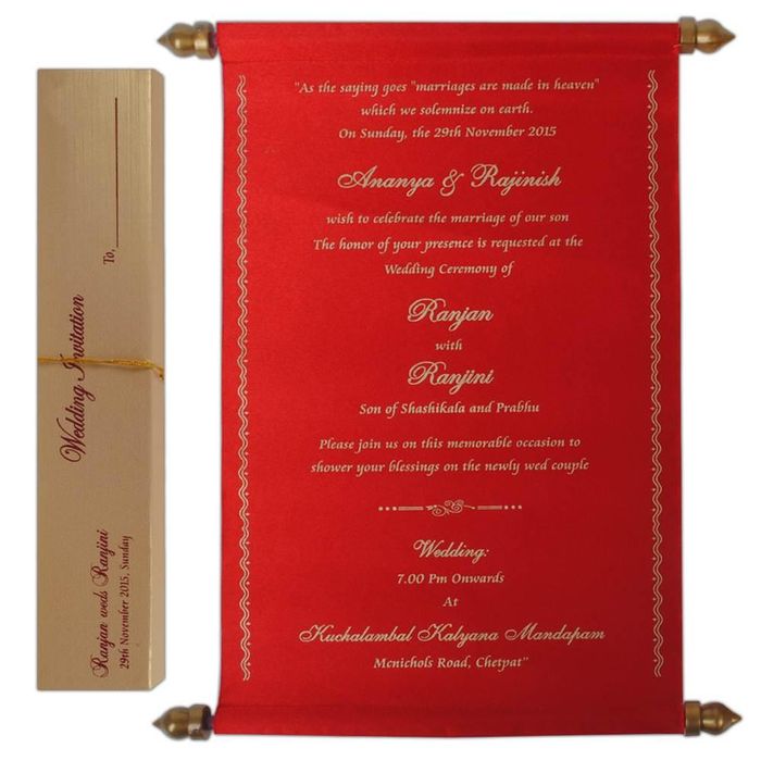 Invitation Card - Classy Scroll Wedding Card-KNK4699