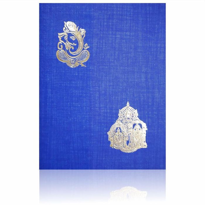 Alluring Blue Shading With Ganesha Theme Wedding Card