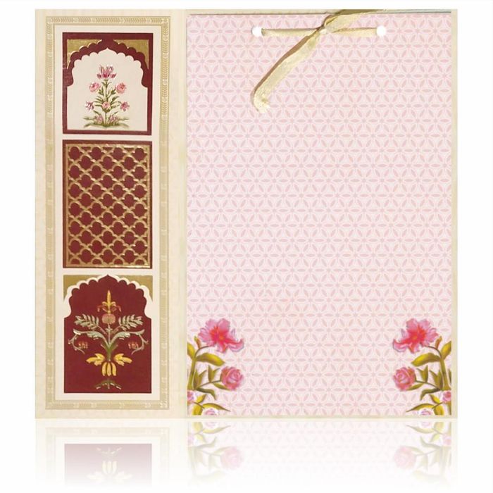 Light Green Floral Laser Cut With Offset Print Invitation Card