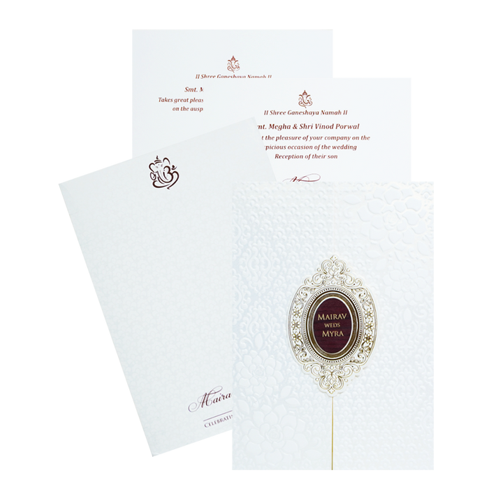 White Door Embossed Wedding Invitation Card