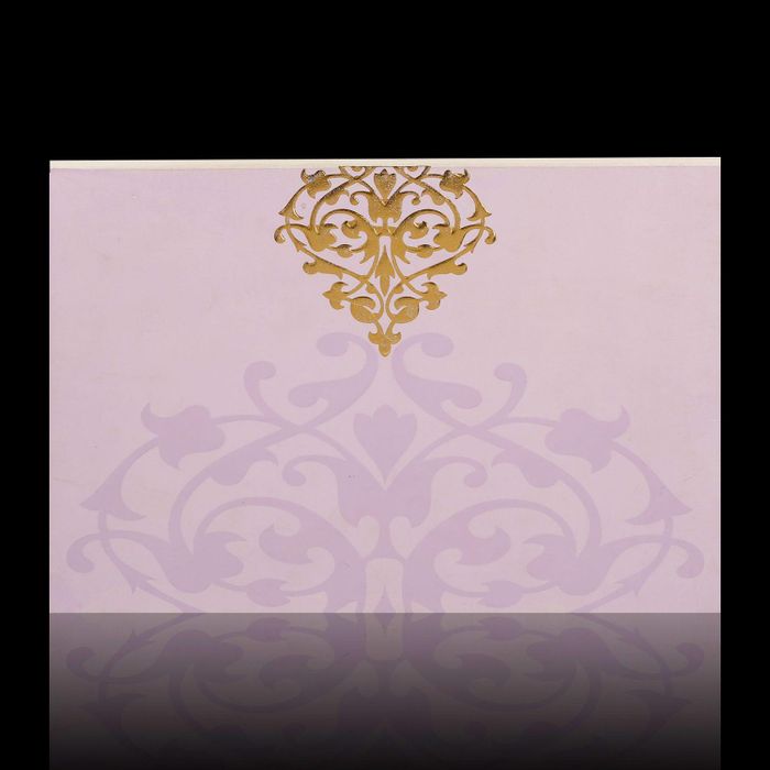 Alluring Gold Foiling Blossom Theme With Violet Shading Wedding Card - KNKZ2360