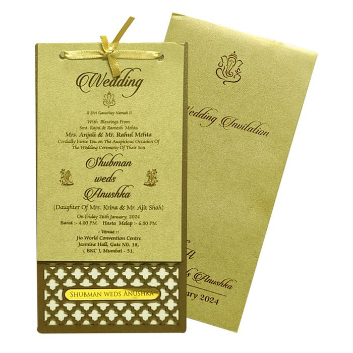Olive Green MDF Wedding Invitation
