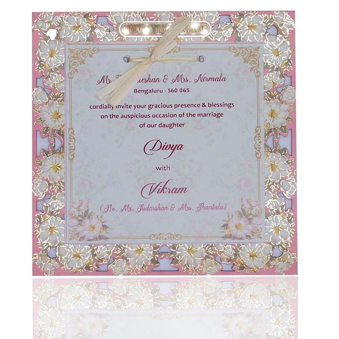 Pink apple laser cut design invitation
