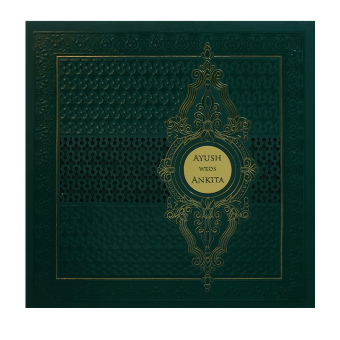 Green MDF Wedding Card