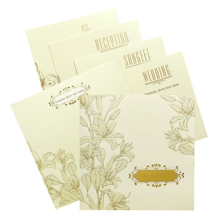Sliver Cloud Floral Nameplate Invitation Card
