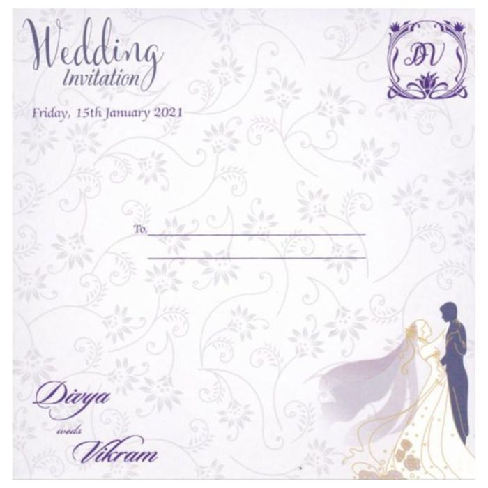 Purple Offset Berry Bride And Groom Wedding Invitation Card-KNBY5404