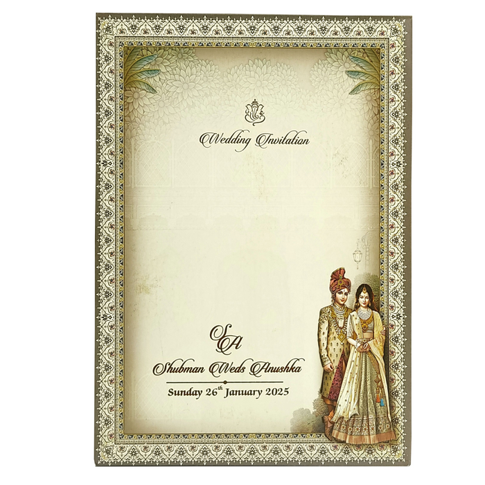 Ivory Couple Box Wedding Card Design