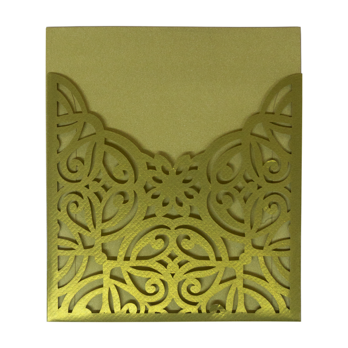 Olive Green Laser Cut Acrylic Wedding Invitation Card