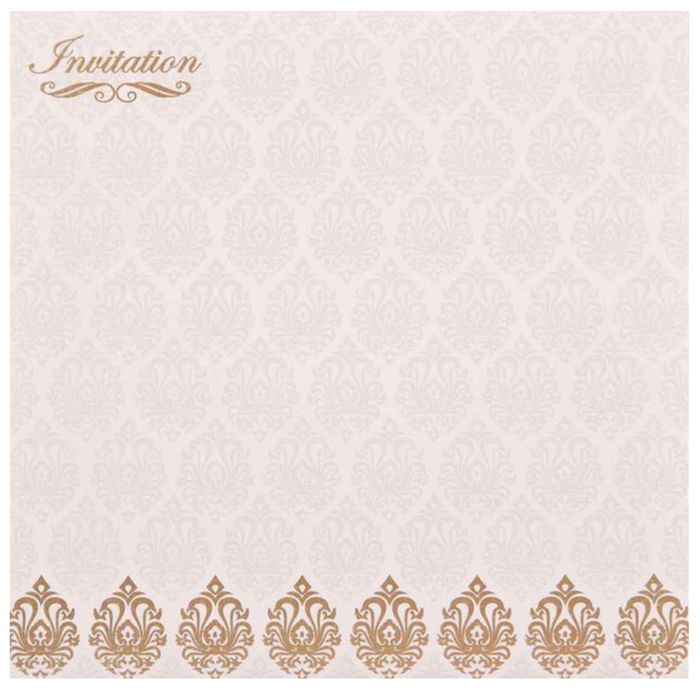 Pristine White Shading With Gold Foiling Floral Theme Wedding Card - KNK1656