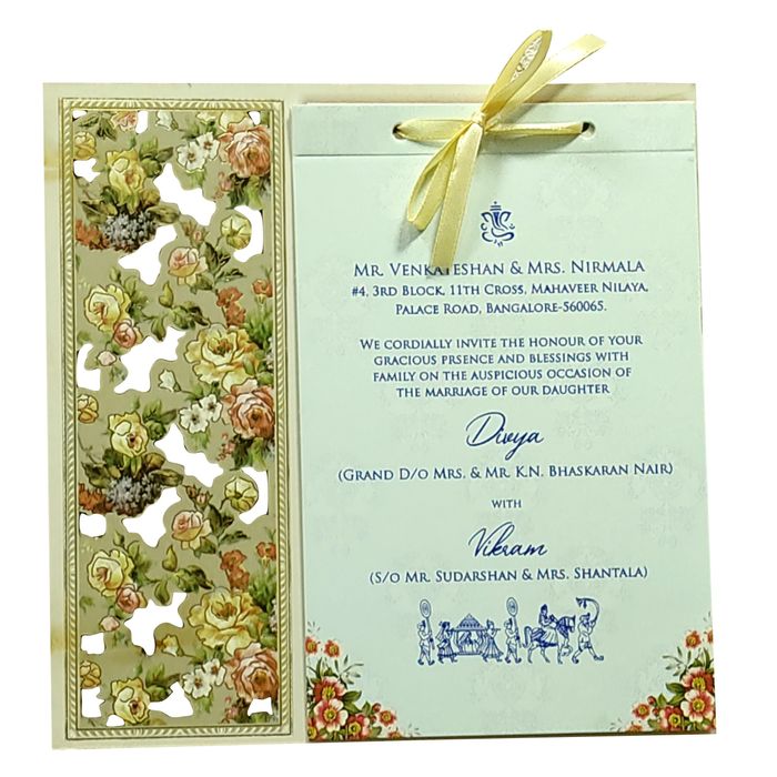 Green Laser Cut Mdf Invitation Card