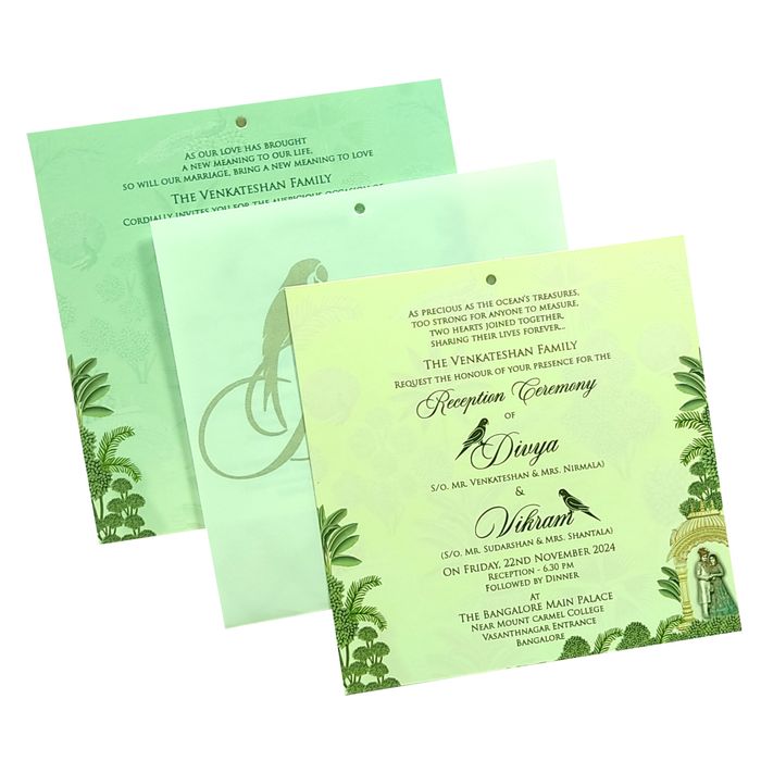 Green Traditional Laser Cut Invitation Card