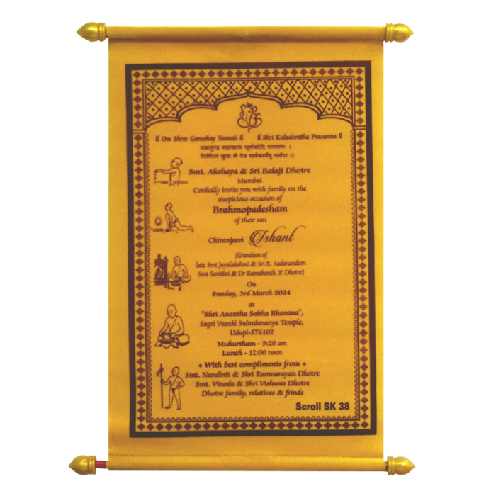 Amber Yellow Velvet Scroll Card