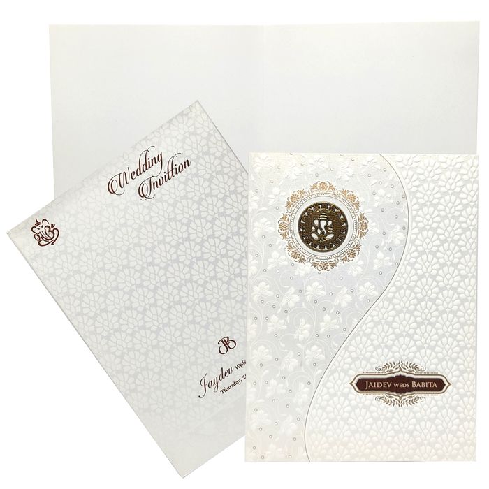 White Floral Embossed Invitation