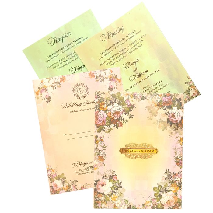 Pink Padded Stiff Board Floral Card In Offset-KNPO1504P