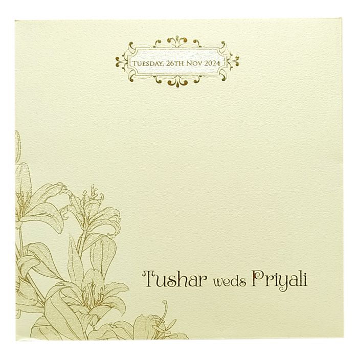 Sliver Cloud Floral Nameplate Invitation Card