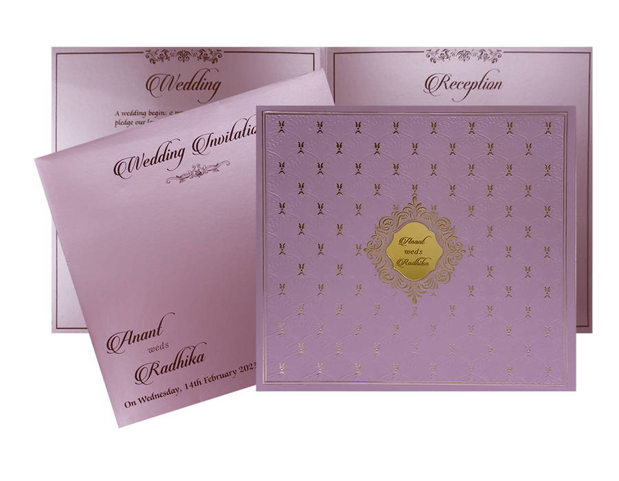 Lavender Embossed Pattern Wedding Invitation