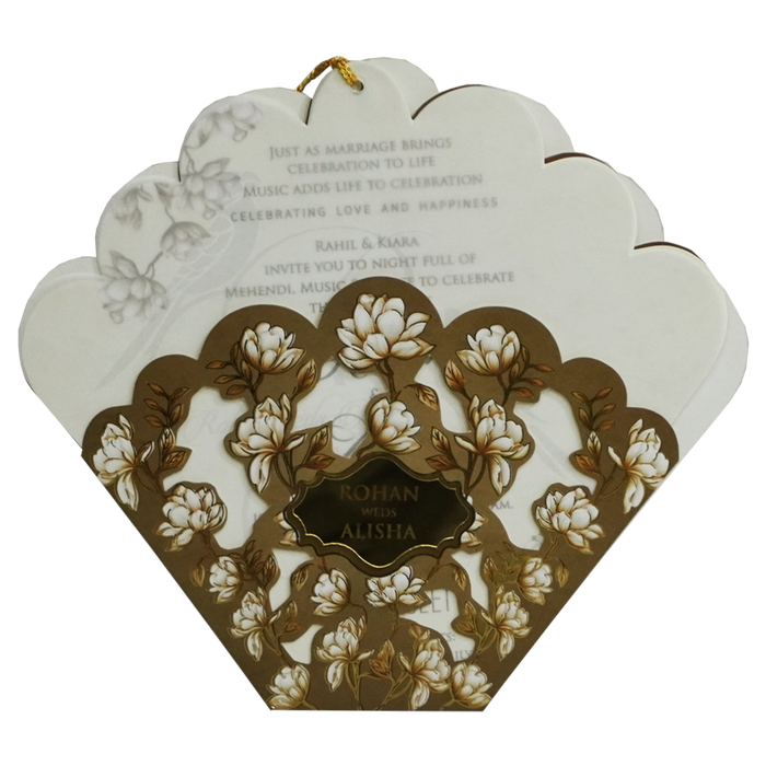 Brown Floral Nameplate Invitation Card
