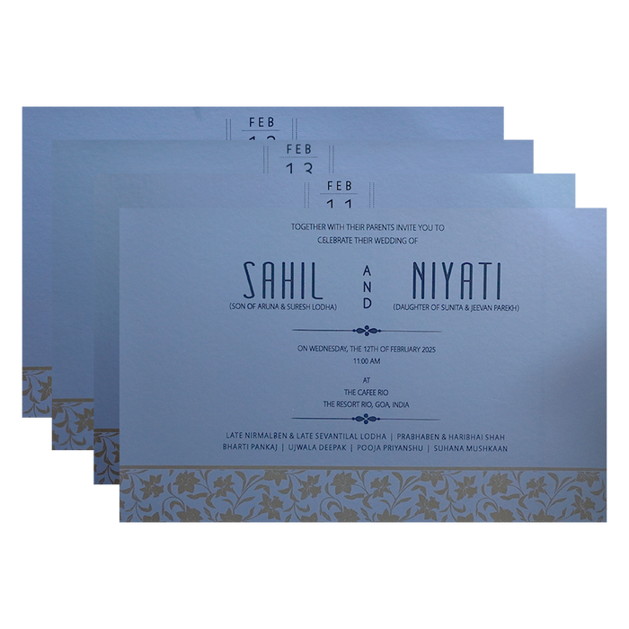 Light Blue Floral Marriage Invitation