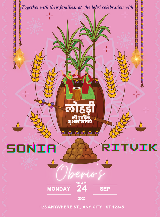 Amber Glow Lohri Celebration Invitation