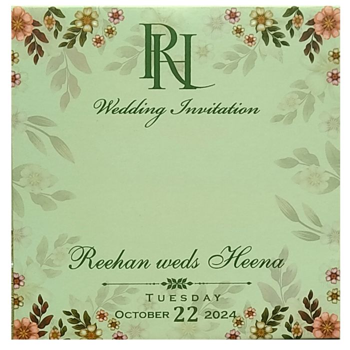 Soft Green MDF Invitation Card