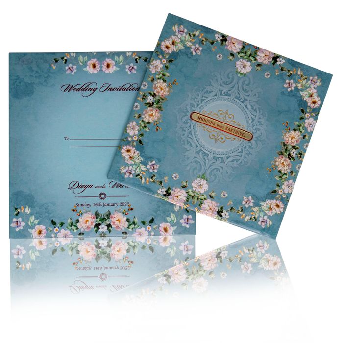 Blue Padded Premium Floral Design In Offset-KNPO5512B