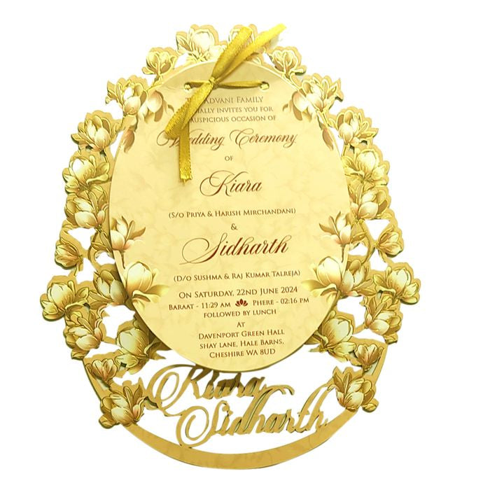 Cream Floral MDF Invitation Card