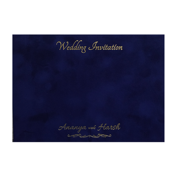 Royal Blue Velvet Padded Wedding Card
