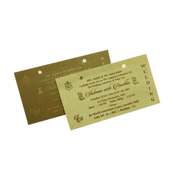 Brown Gold Ganesha Hindu Wedding Invitation Card
