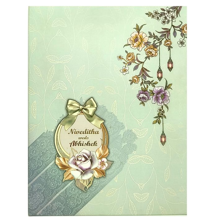 Light blue flower design scodix invitation card
