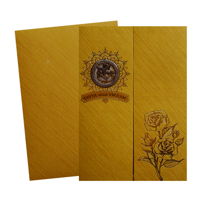 Metallic Gold Ganesha Wedding Card