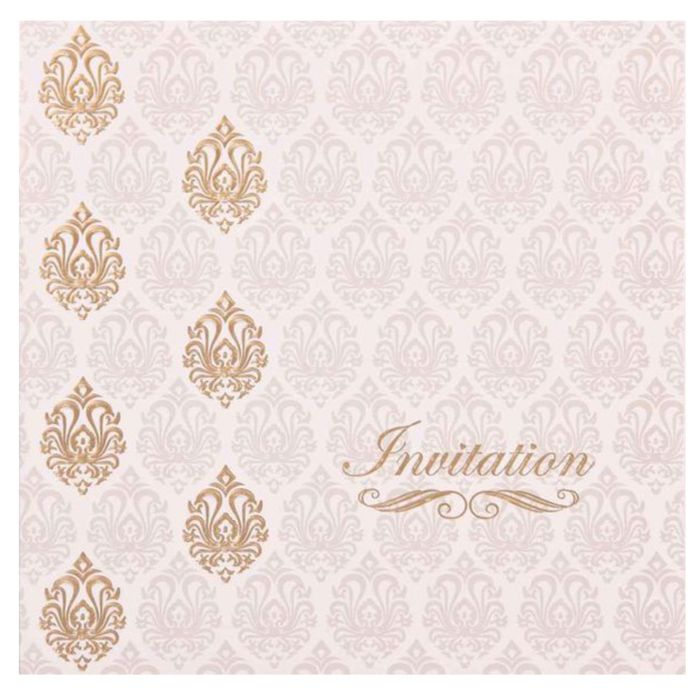 Pristine White Shading With Gold Foiling Floral Theme Wedding Card - KNK1656