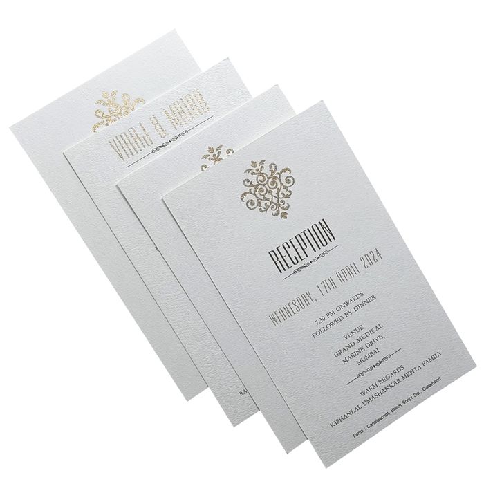 White Embossed Lotus Invitation Card