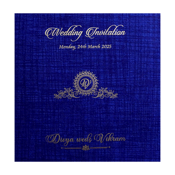 Blue Designer Coconut Shape Wedding Card Design-KNF9100B