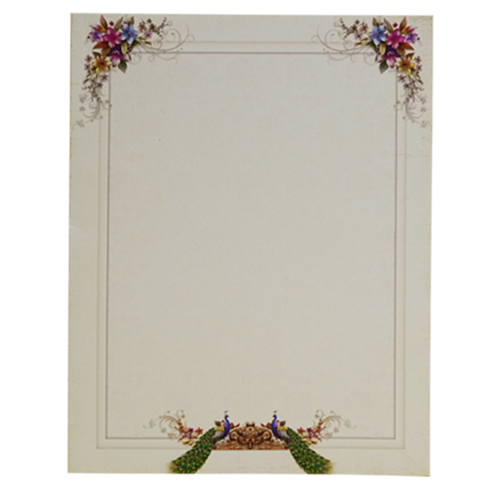 Cornsilk Floral Peacock Wedding Invitation Card