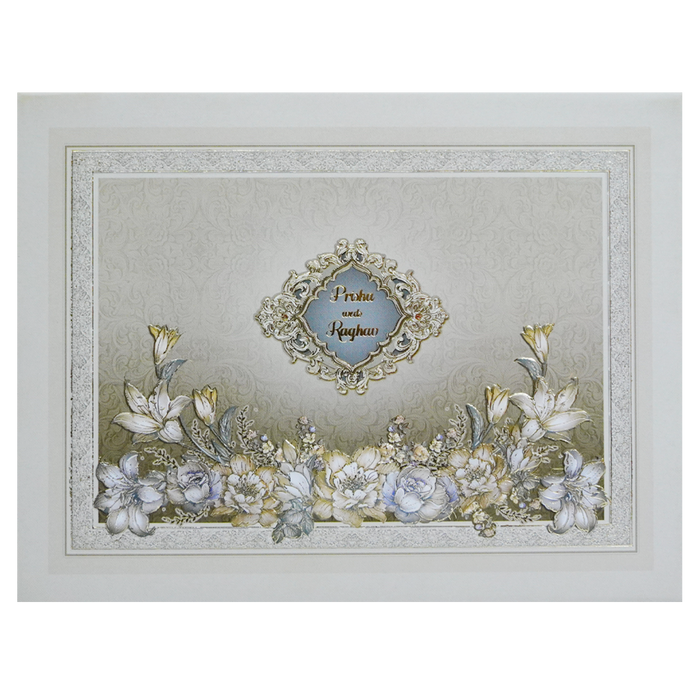Beige Padded Wedding Card