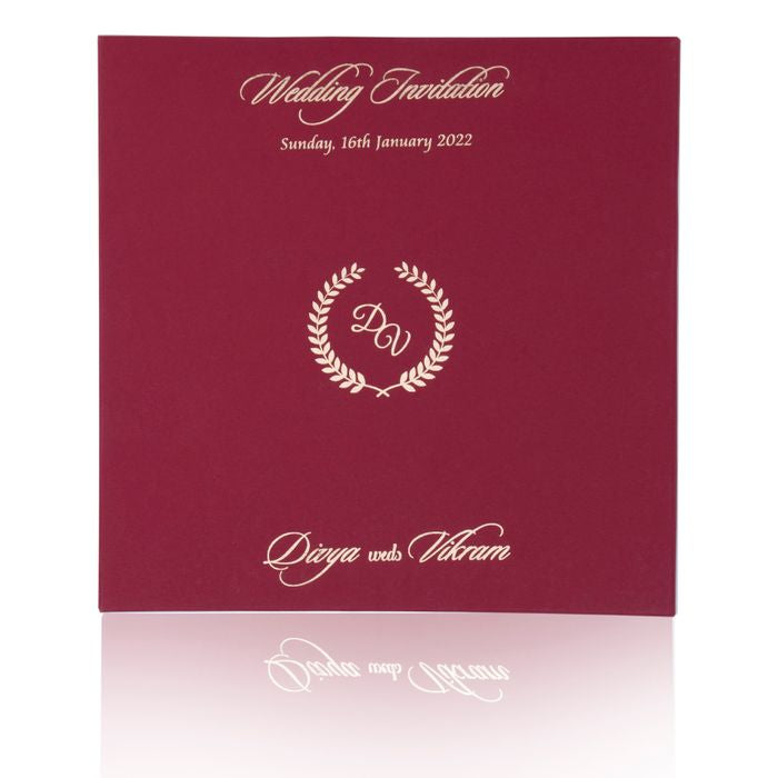Gold Acrylic Floral Wedding Invitation Card