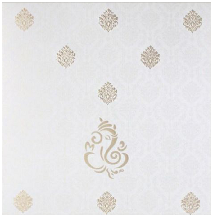 Pleasant Gold Foiling Flower With Ganesha Wedding Card - KNK4114