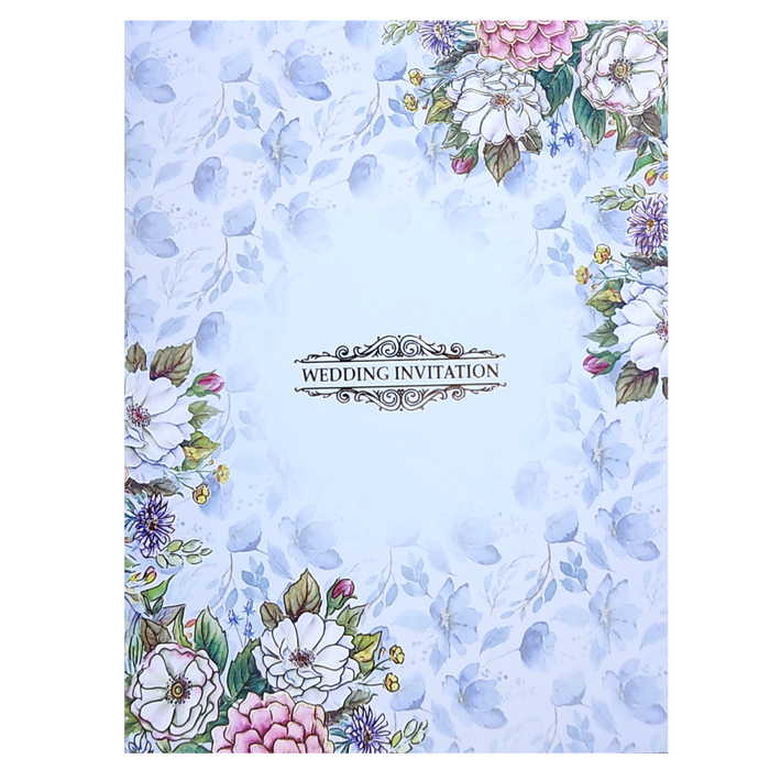 Blue Floral Wedding Invitation Card