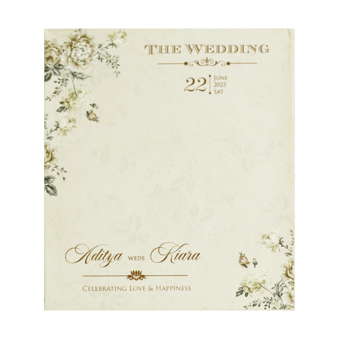 Ivory Laser Cut Floral MDF Wedding Card