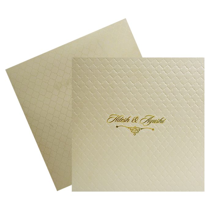 Light Brown Embossed Padded Wedding Card