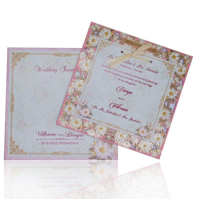 Pink apple laser cut design invitation