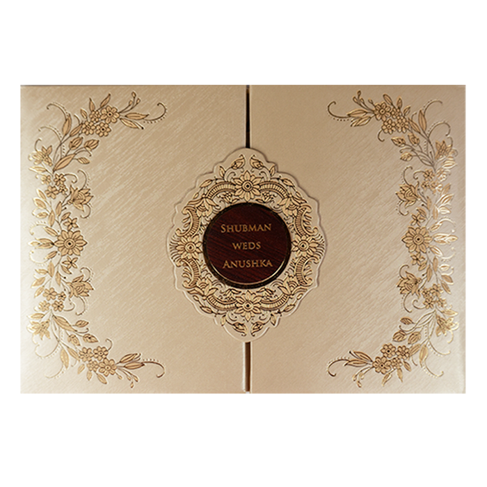 Ivory Padded Door Type Wedding Card