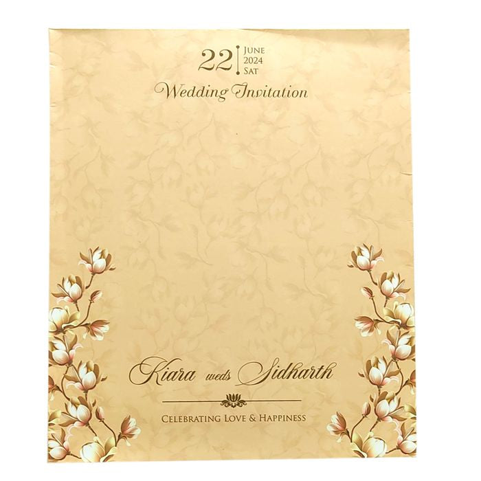 Cream Floral MDF Invitation Card