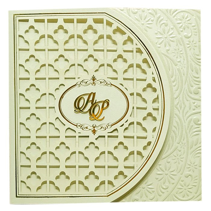 Ivory Laser Cut Box Invitation Card