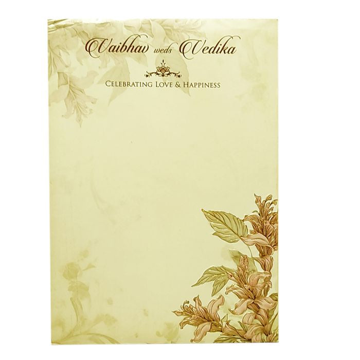Cream Padded Daffodil Floral Invitation Card