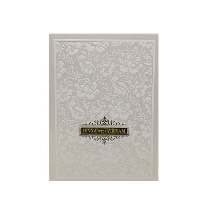 Grey Screen Embossed Floral Invitation Card-KNCBN138