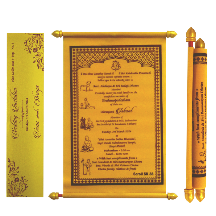 Amber Yellow Velvet Scroll Card