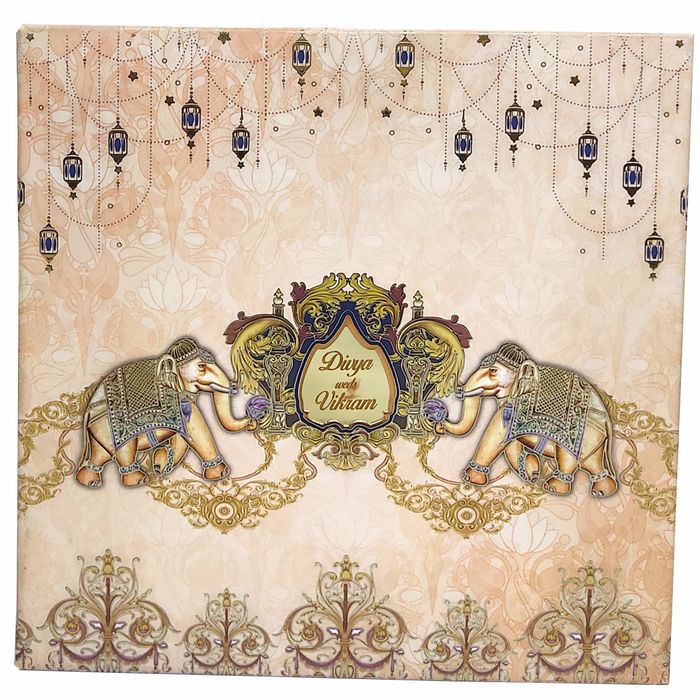 Floral Padded Scodix Wedding Card With Elephant Design-KNPO01ZE