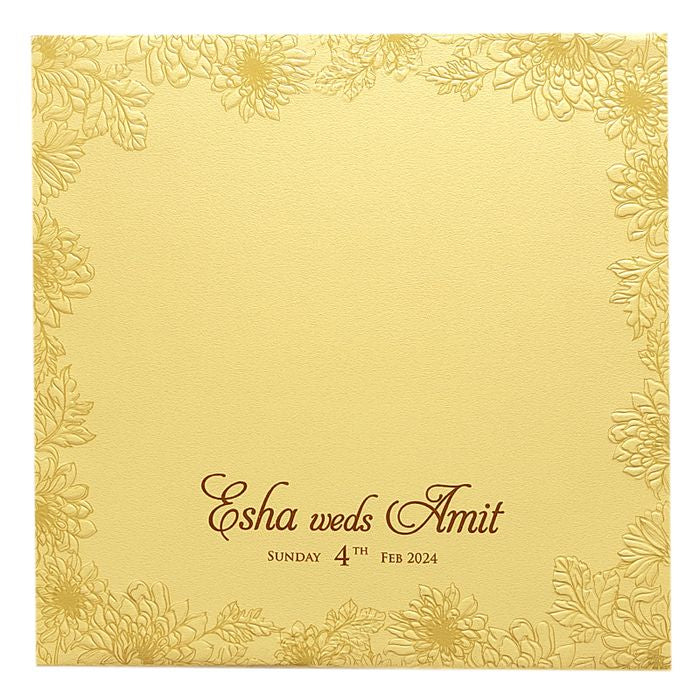 Khaki Brown Floral Box Marriage Card